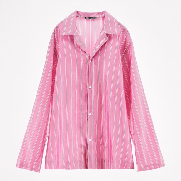 ZARA STRIPED 100% SILK SHIRT - Picture 3 of 9